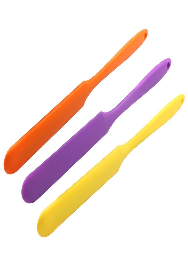 Coufce 3 Pieces Silicone Waxing Spatula Non Stick Wax Spatulas Resin Popsicle Sticks Hair Removal Waxing Applicator Non-Stick Kitchen Scraper (Orange, Yellow, Purple) - Image 5